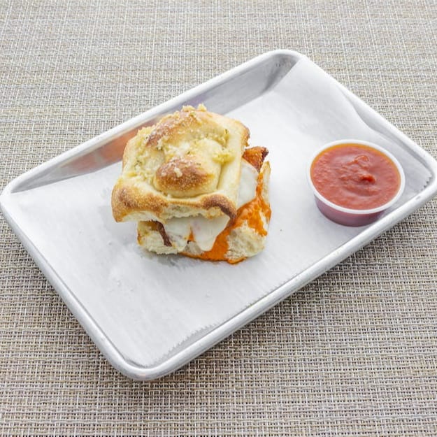 Buffalo Chicken Garlic Knot Slider.