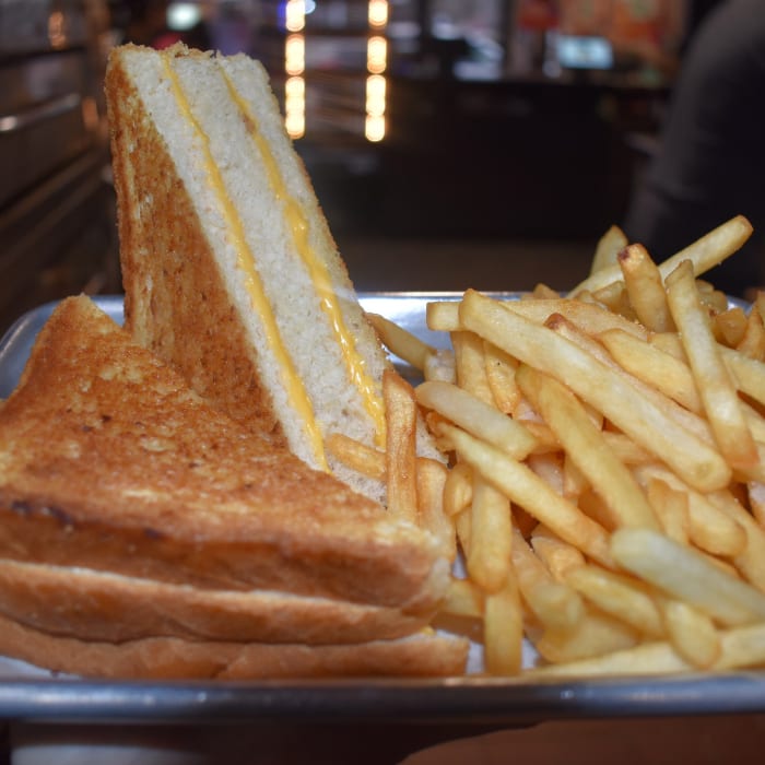 Triple Decker Grilled Cheese & Fries.