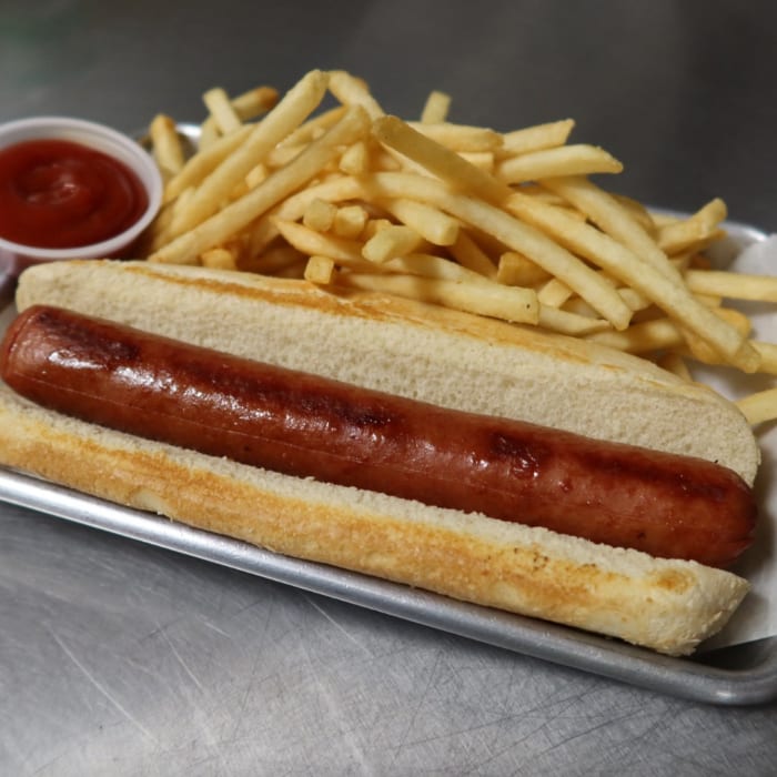 Sabrett All Beef Hot Dog with Fries.