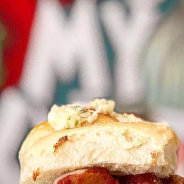 Shrimp Parm Garlic Knot Slider.